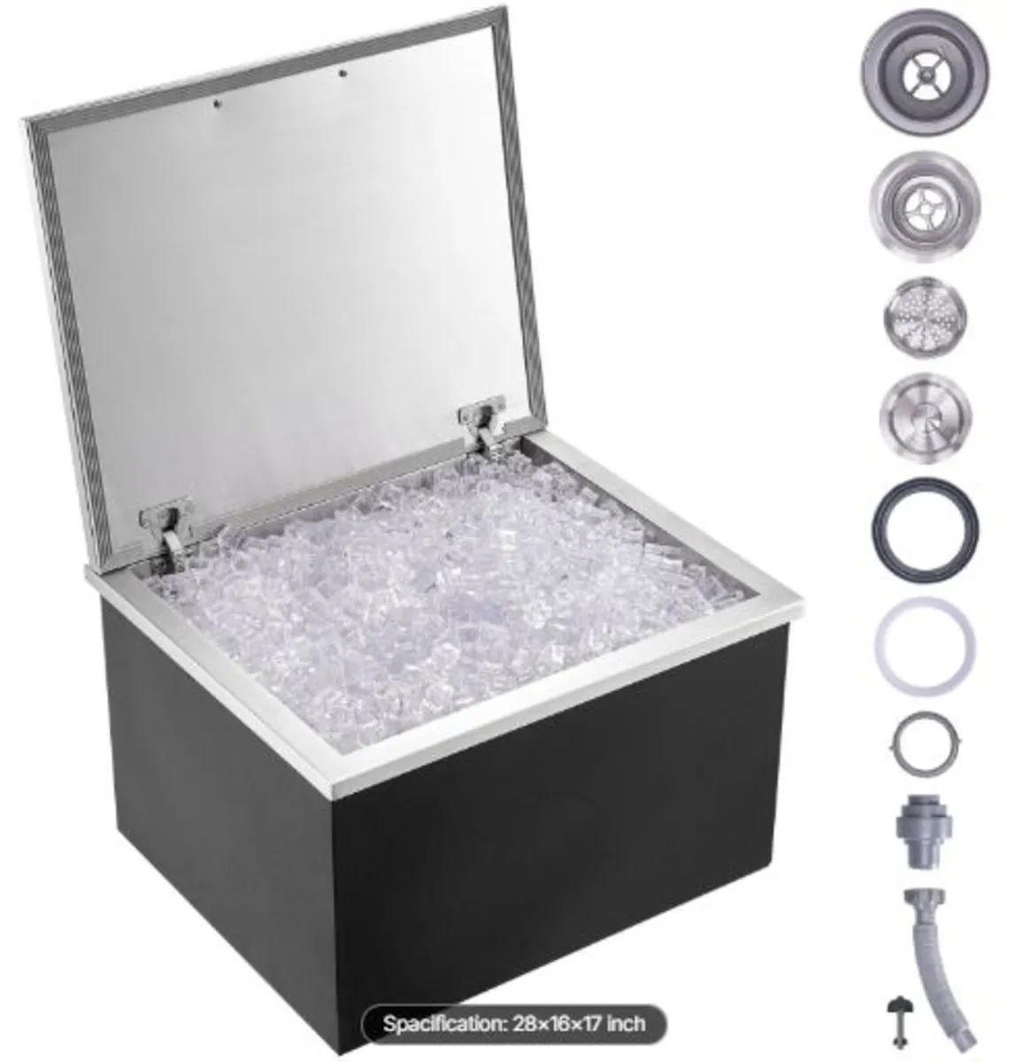 Drop in Ice Chest, 28"L x 16"W x 17"H Stainless - Image 1