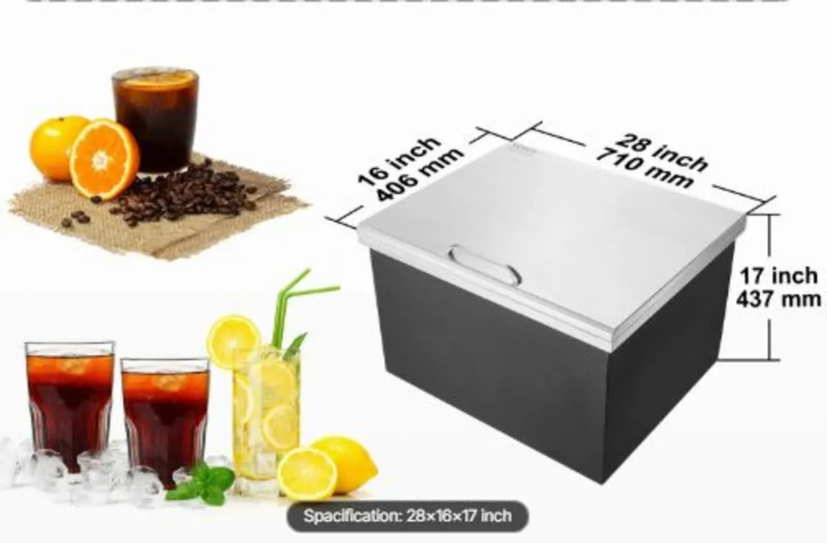 Drop in Ice Chest, 28"L x 16"W x 17"H Stainless - Image 3