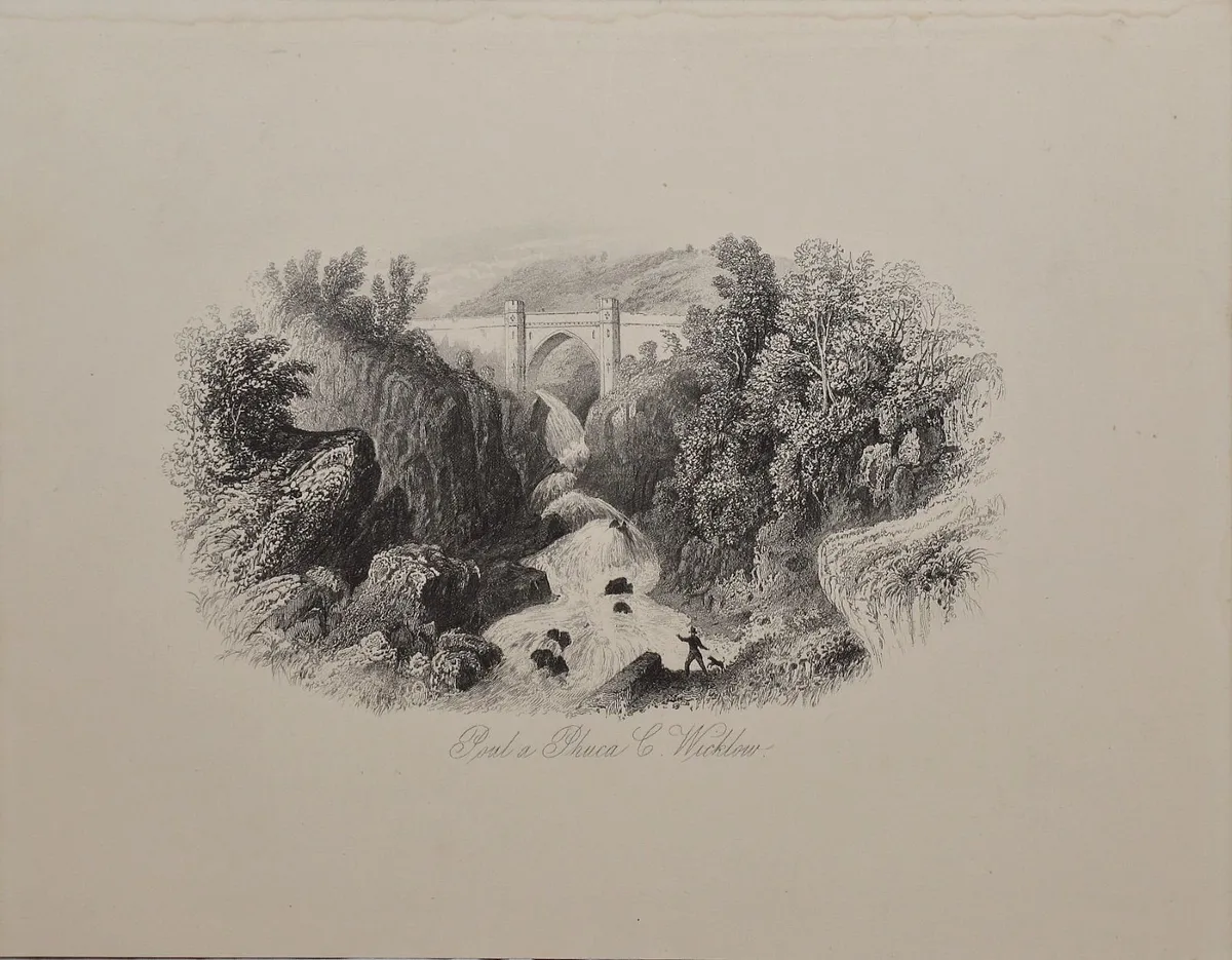 Poulaphouca, County Wicklow 1863 Antique Print - Image 2