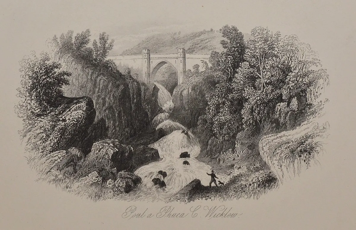 Poulaphouca, County Wicklow 1863 Antique Print - Image 1