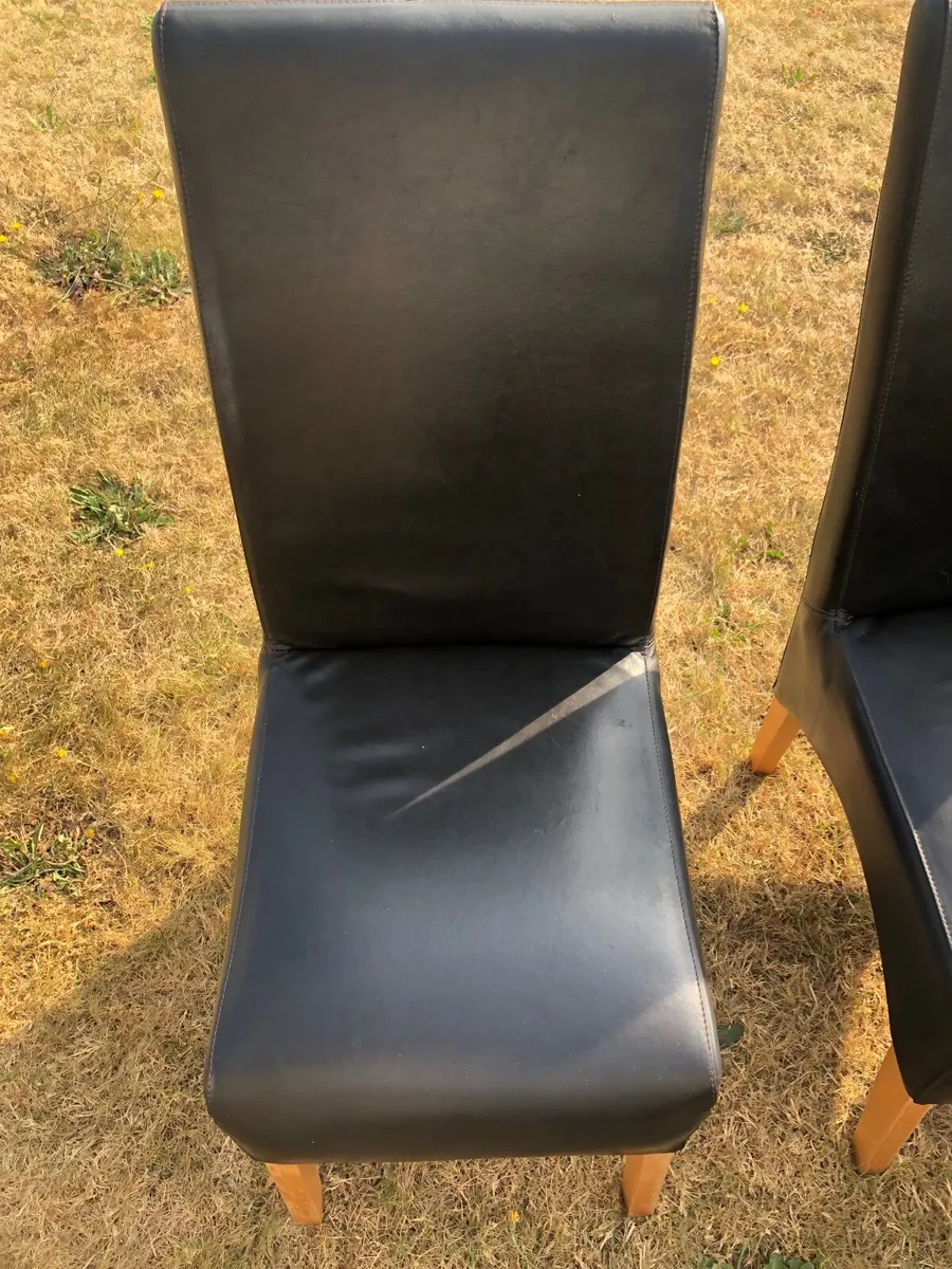 Leather oak dining chairs - Image 2