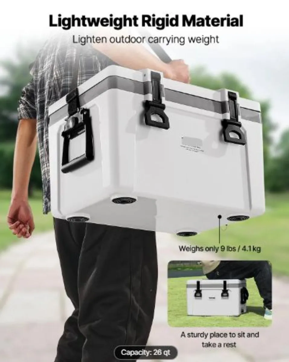 Portable Cooler,26 QT Hard Cooler with Ice Retent - Image 3