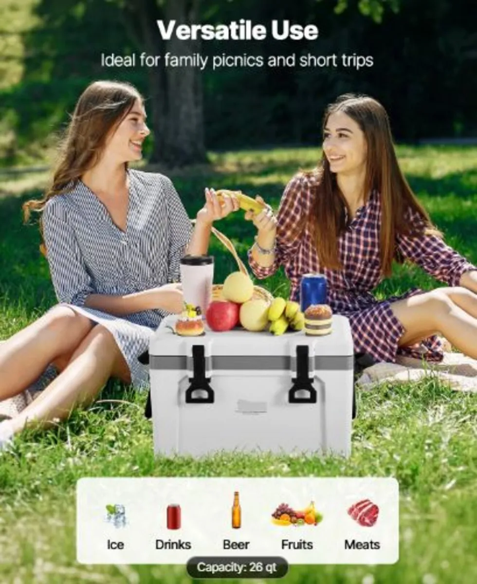 Portable Cooler,26 QT Hard Cooler with Ice Retent - Image 4