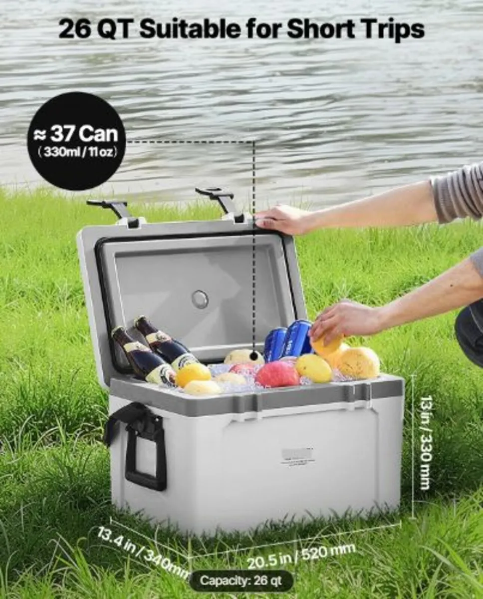 Portable Cooler,26 QT Hard Cooler with Ice Retent - Image 2