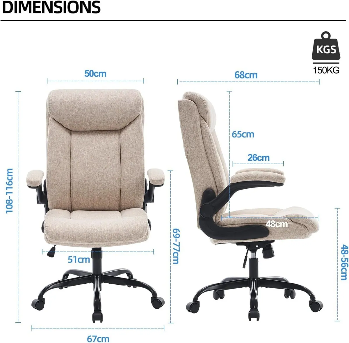 Office Chairs for Home Ergonomic Fabric Desk Chair - Image 3