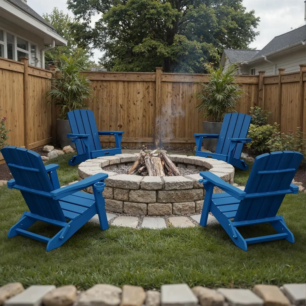 Folding Adirondack Chair Hdpe All-Weather Fire - Image 2