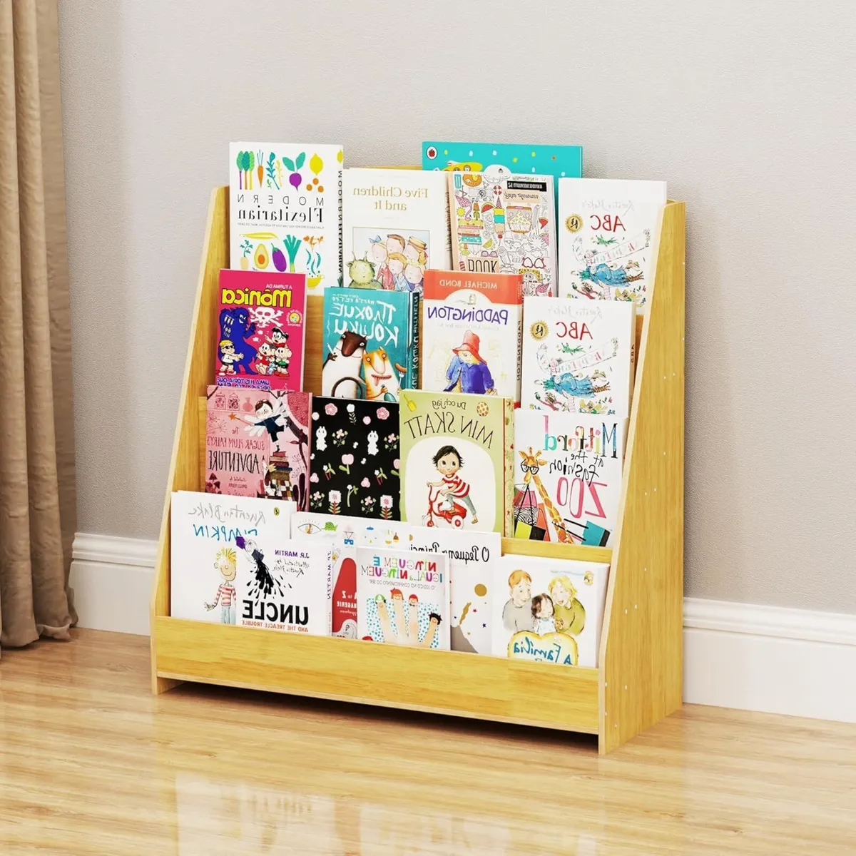 Bookshelf 4 Tier Kids Bookcase Wooden Childrens - Image 2