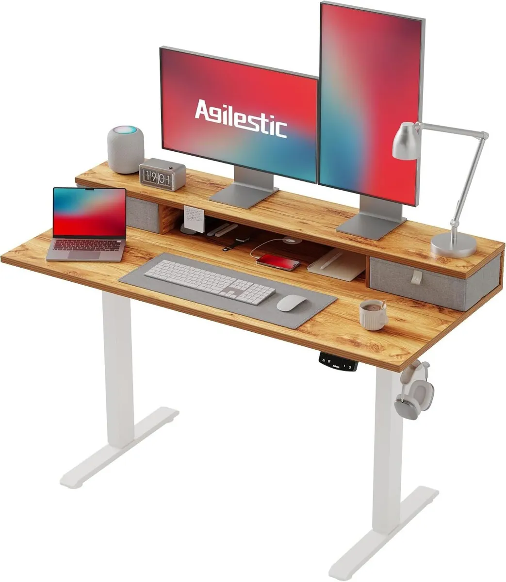 Electric Adjustable Height Desk with 2 Fabric - Image 1