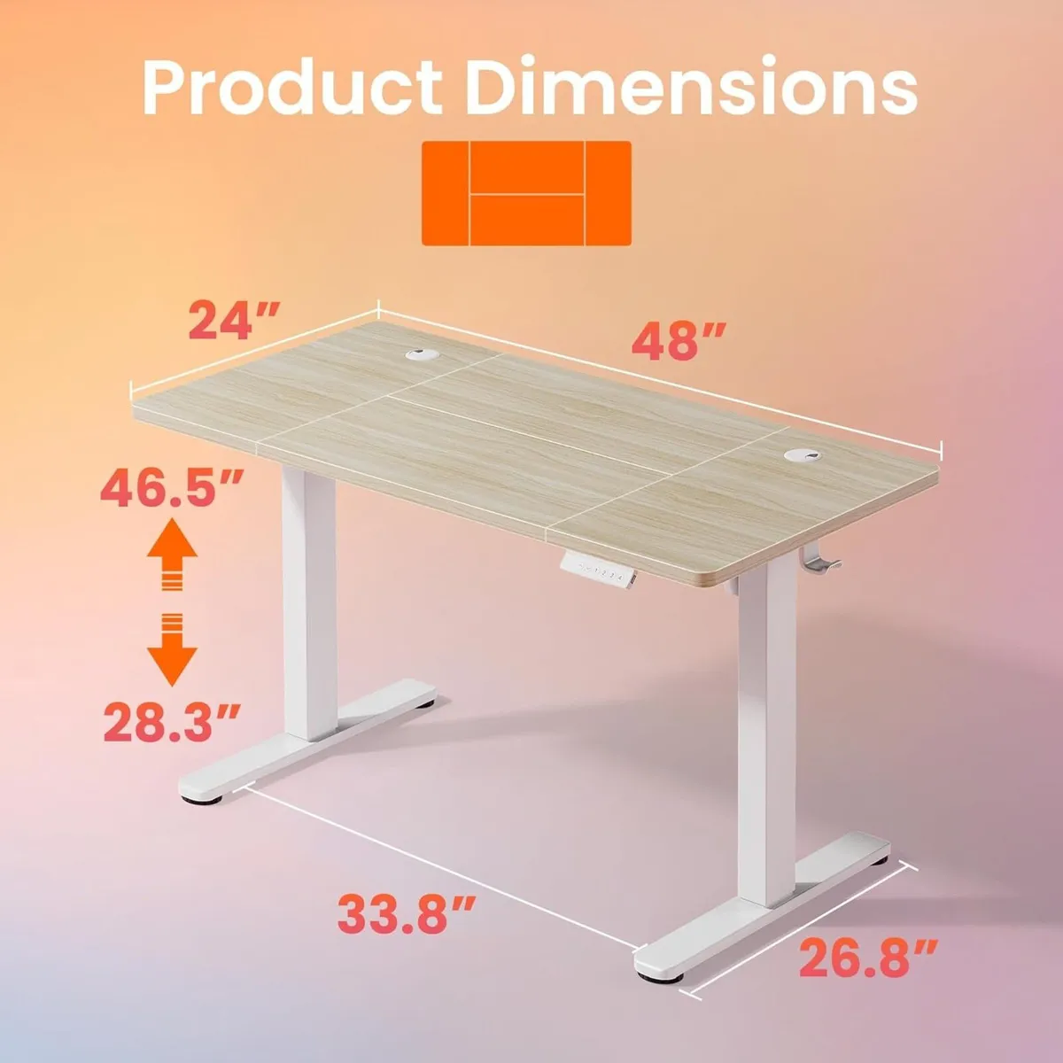 Huanuo Standing Desk with USB Charging Port 120 - Image 3