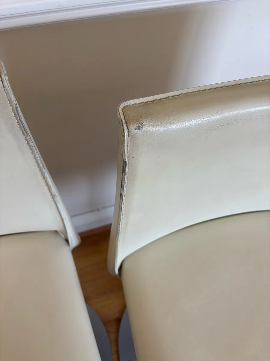 3 Italian designer leather counter stools - Image 3