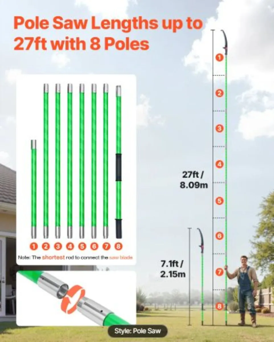 Manual Pole Saw, 118-809.3 cm Extendable Pole - Image 4