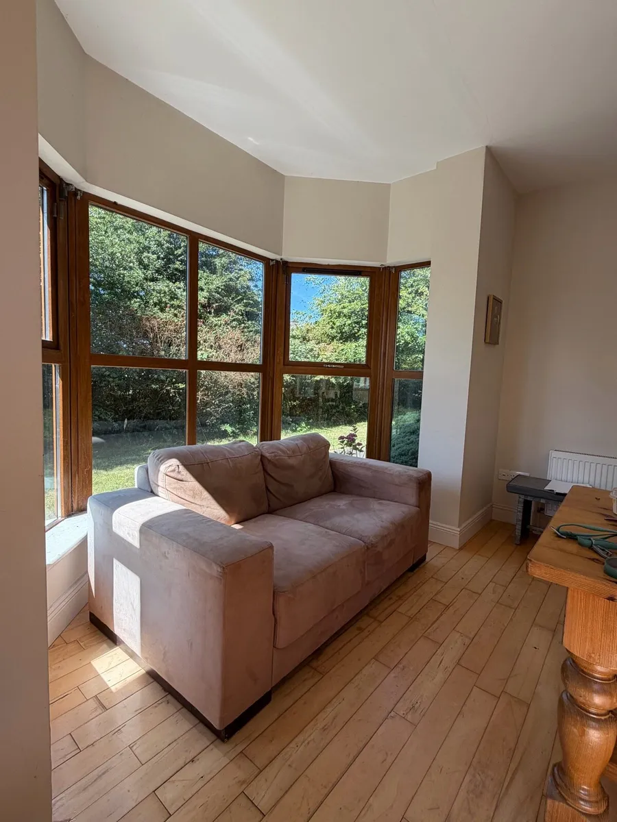 Two Brown Suede Sofas - 3 Seater + 2 Seater - Image 1