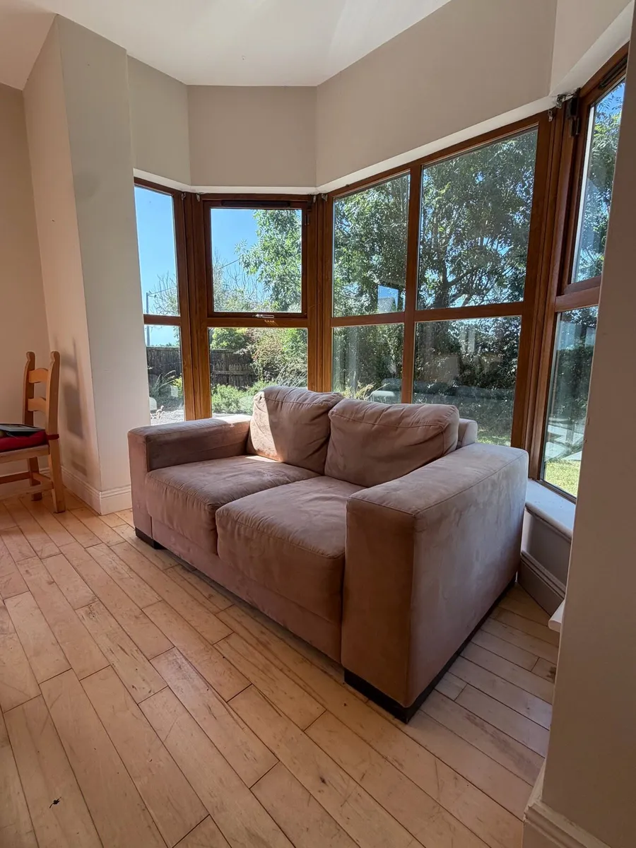 Two Brown Suede Sofas - 3 Seater + 2 Seater - Image 2