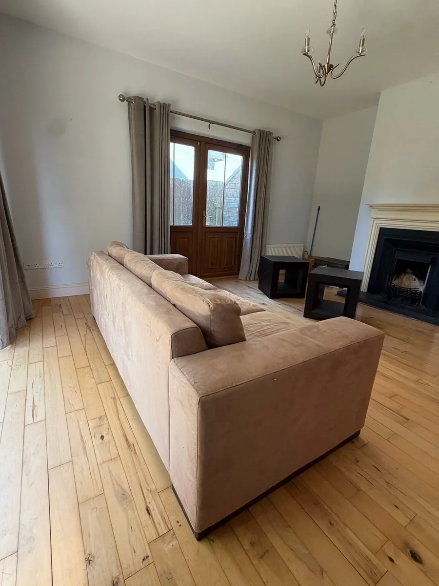 Two Brown Suede Sofas - 3 Seater + 2 Seater - Image 3