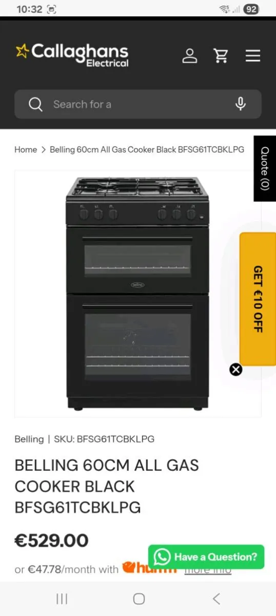 Belling Gas cooker - Image 1