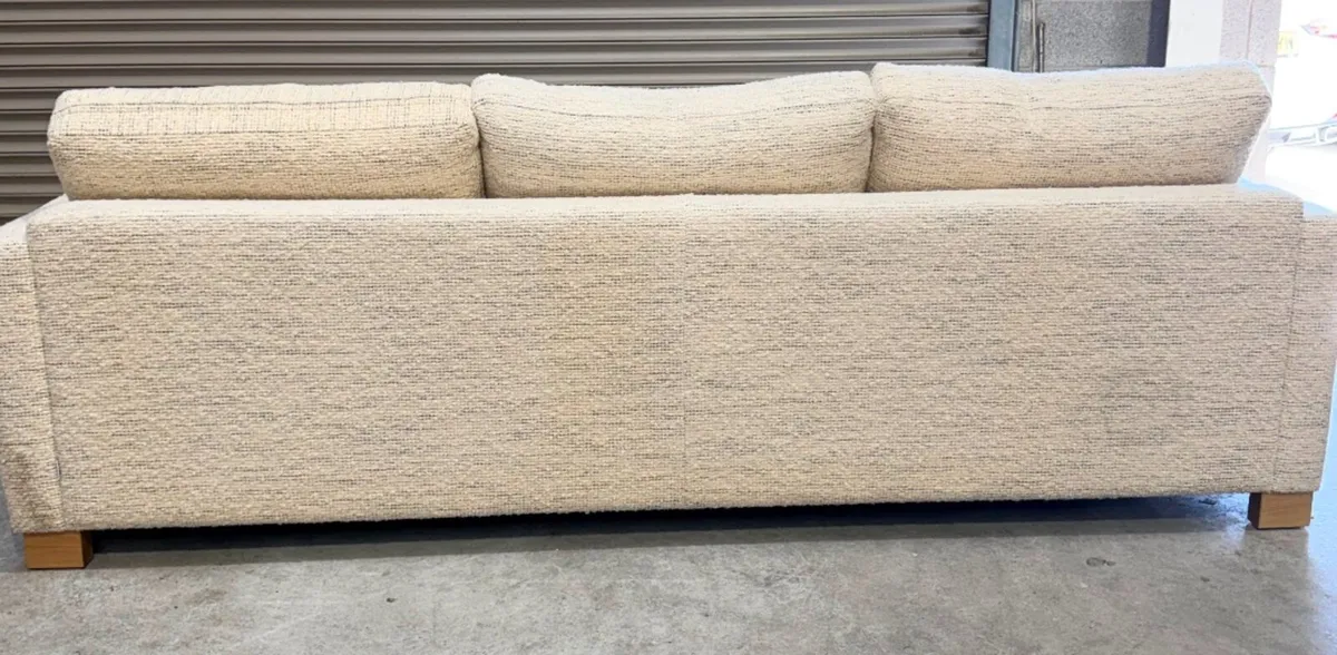 Modern 4-Seater Sofa – Cream & Blue Bouclé Fabric - Image 3