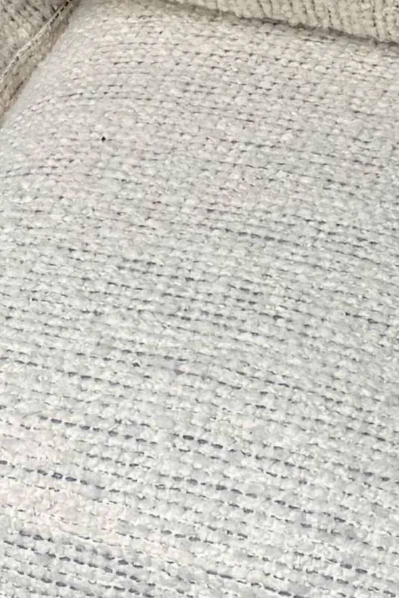 Modern 4-Seater Sofa – Cream & Blue Bouclé Fabric - Image 4