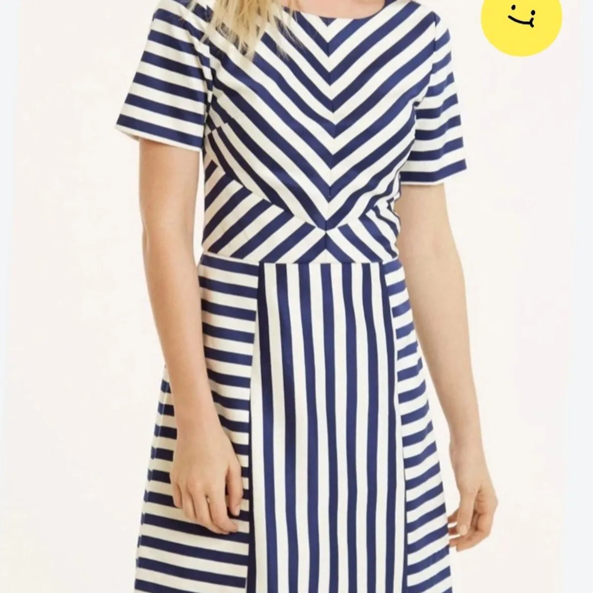 Oasis Navy White Nautical Stripe Mini Dress 8UK - Image 4