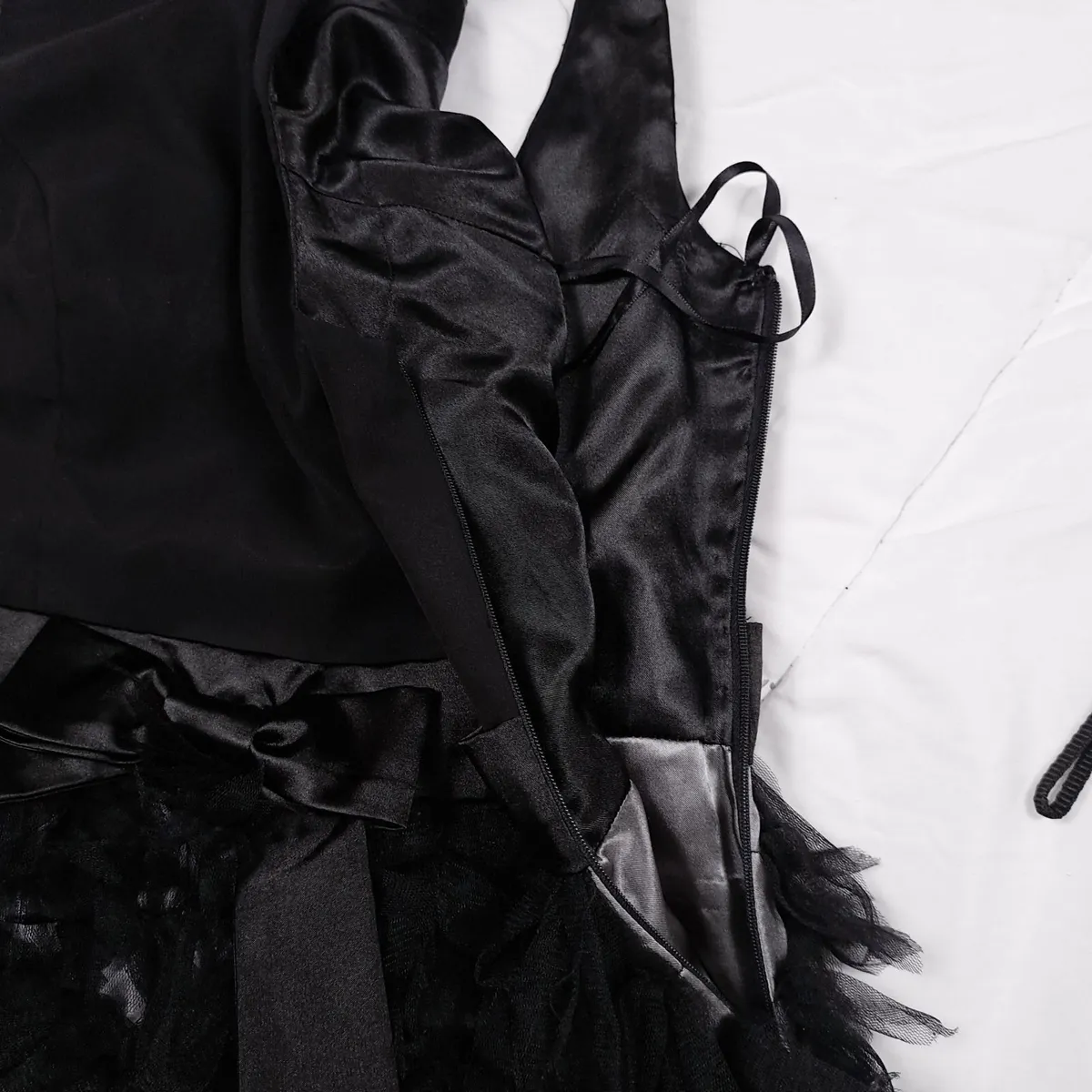 Ruby Ray Black Grey Ruffle Tulle Mini Dress 10UK - Image 2