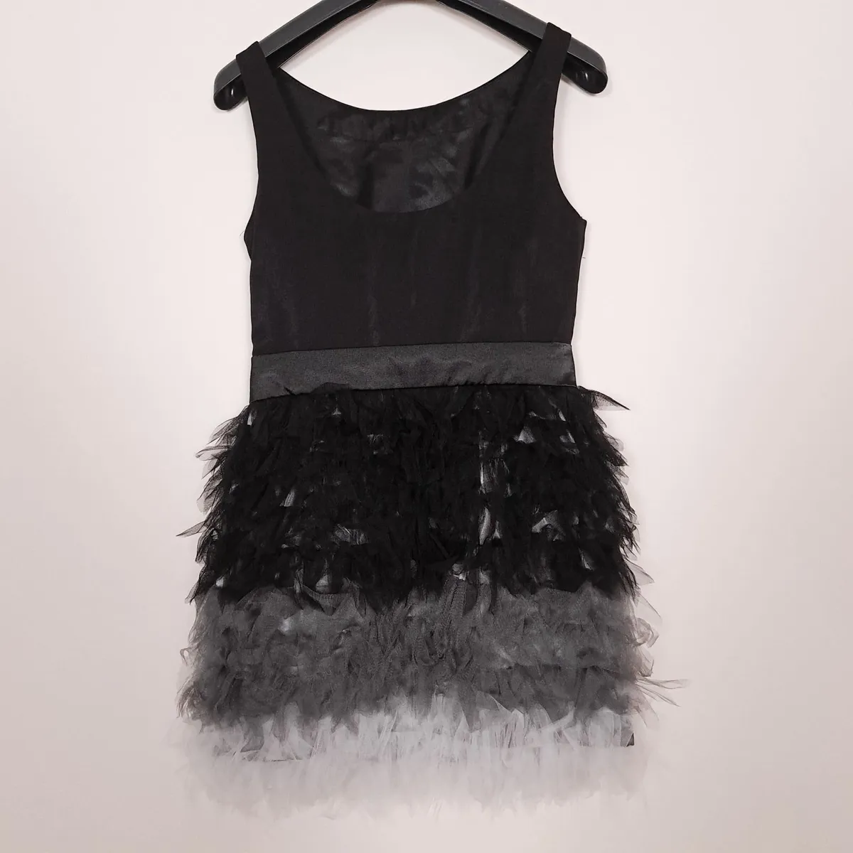 Ruby Ray Black Grey Ruffle Tulle Mini Dress 10UK - Image 4