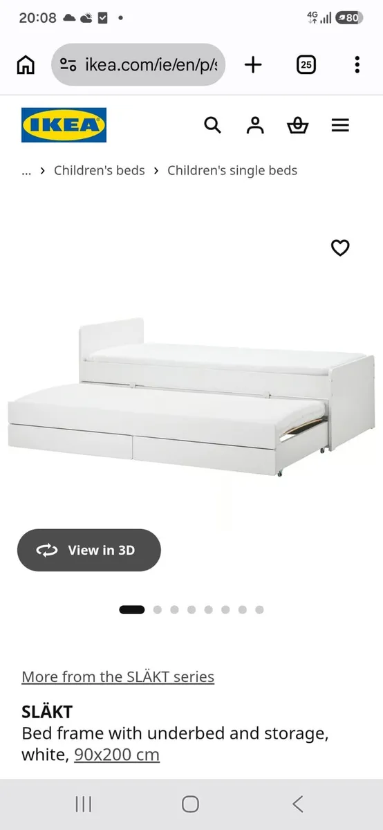 USED SLAKT IKEA BED WITH UNDEBED STORAGE AND 2MATR - Image 4