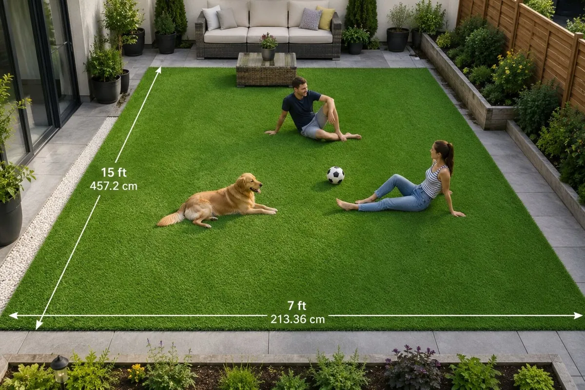 Artificial Grass 15 x 7 ft Realistic Fake Lawn Tur - Image 3