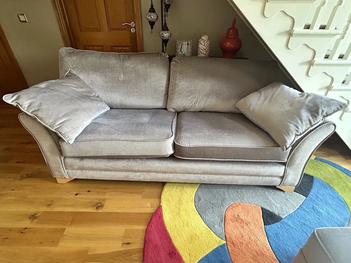 Silver/Gray 3 Seater Sofa - Image 1