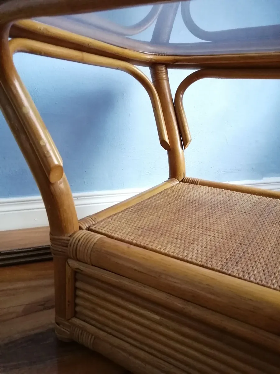 Coffe table, bamboo and rattan. - Image 4