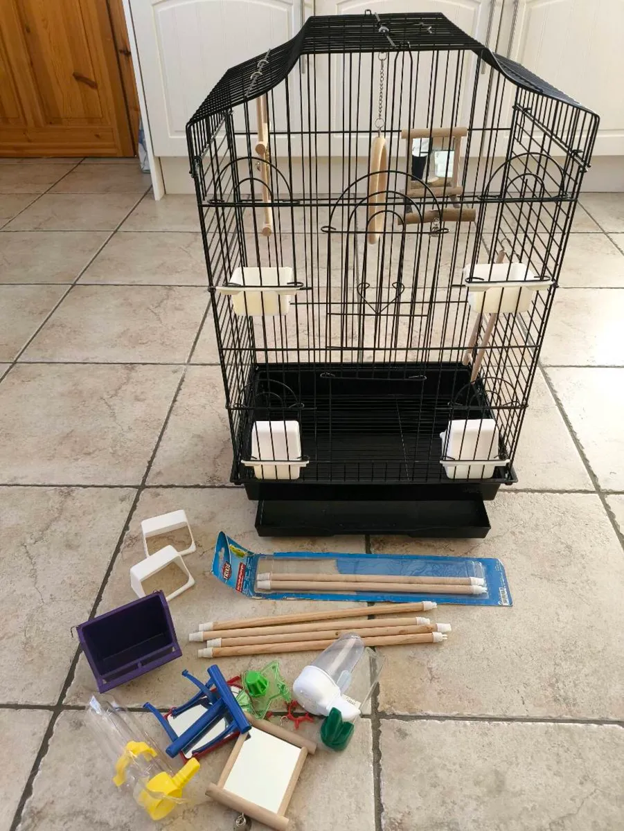 Bird cage with accessories