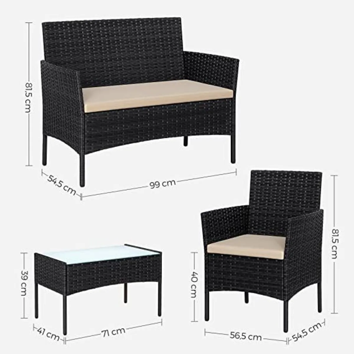 Garden Furniture Set, PE Polyrattan, Lounge Set, 4 - Image 4
