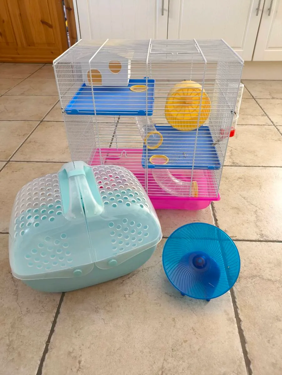 Hamster cage with carry/travel basket/accessories - Image 1