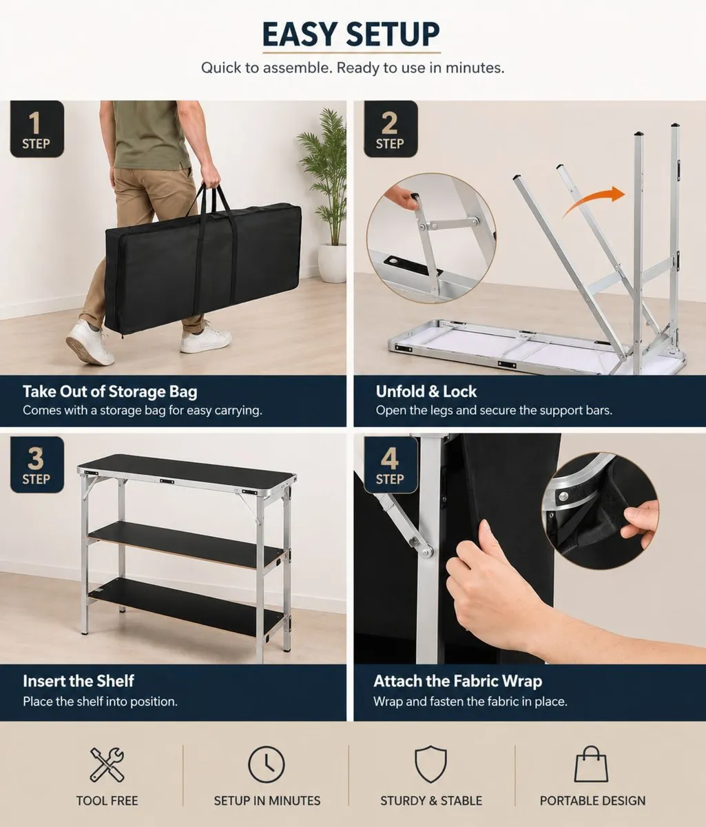 Folding Portable Bar Table with Carry Bag |Mobile - Image 3