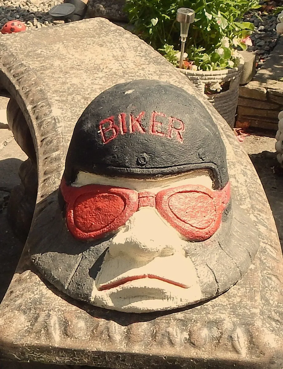Decorative Concrete Biker Gnome Ornament - Image 1