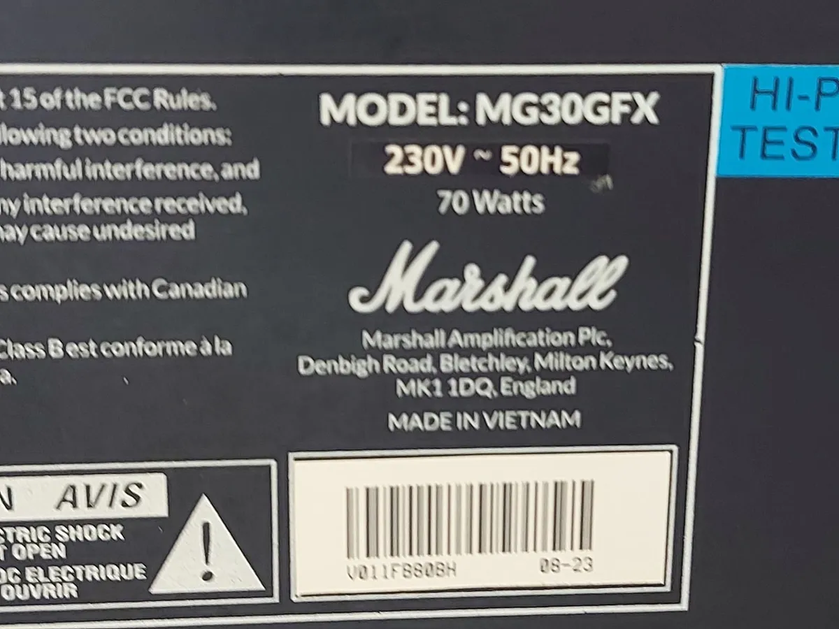 MARSHALL 70 Watts Amplifier, Model MG30GF - Image 4