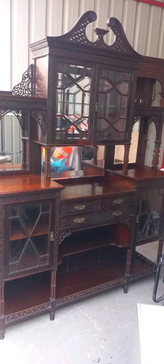 Antique Chinese Chippendale mahogany unit - Image 1