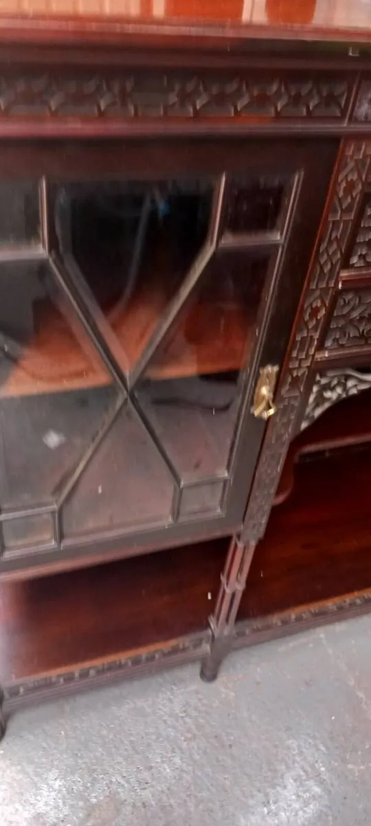 Antique Chinese Chippendale mahogany unit - Image 4