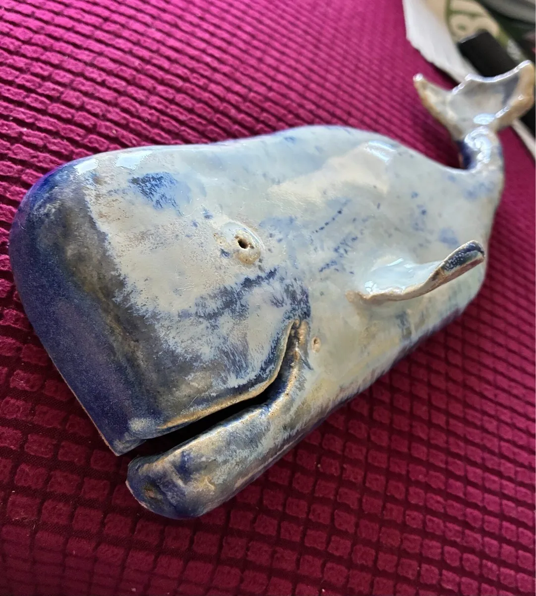 Handmade Whale Ceramic Wall Decor - Image 1