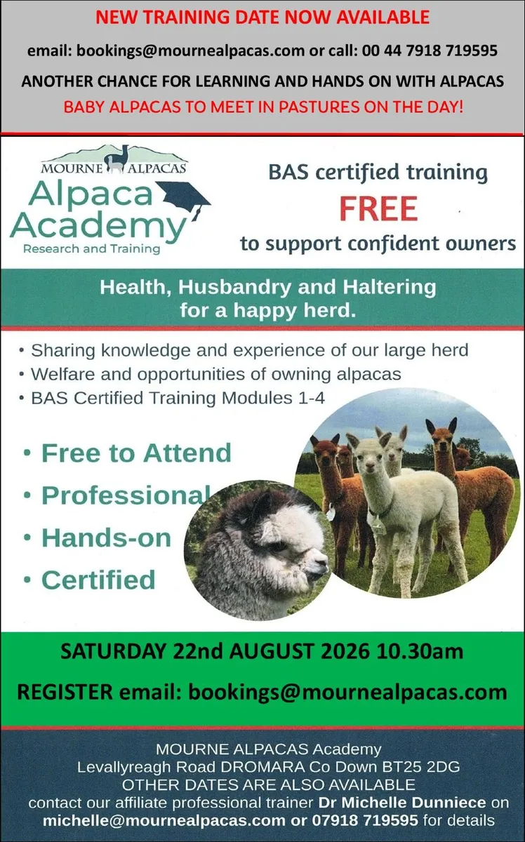Alpacas - AUG 26 certified FREE TO ATTEND training - Image 2