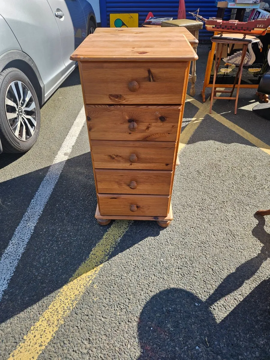 Pine Tall Boy Chest of Drawers - Image 1