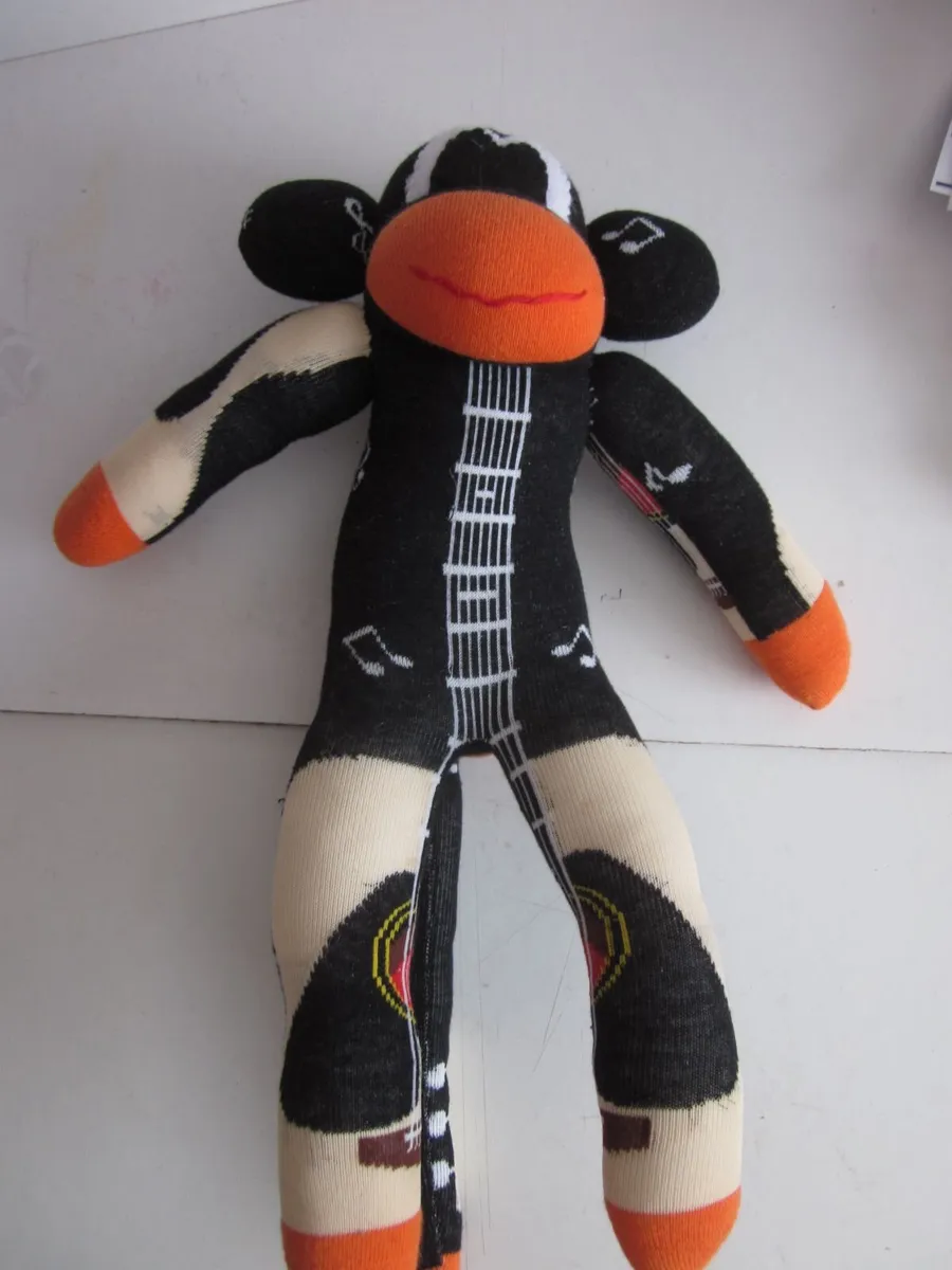 Guitar Sock Monkey Handmade Plush Toy - Image 2