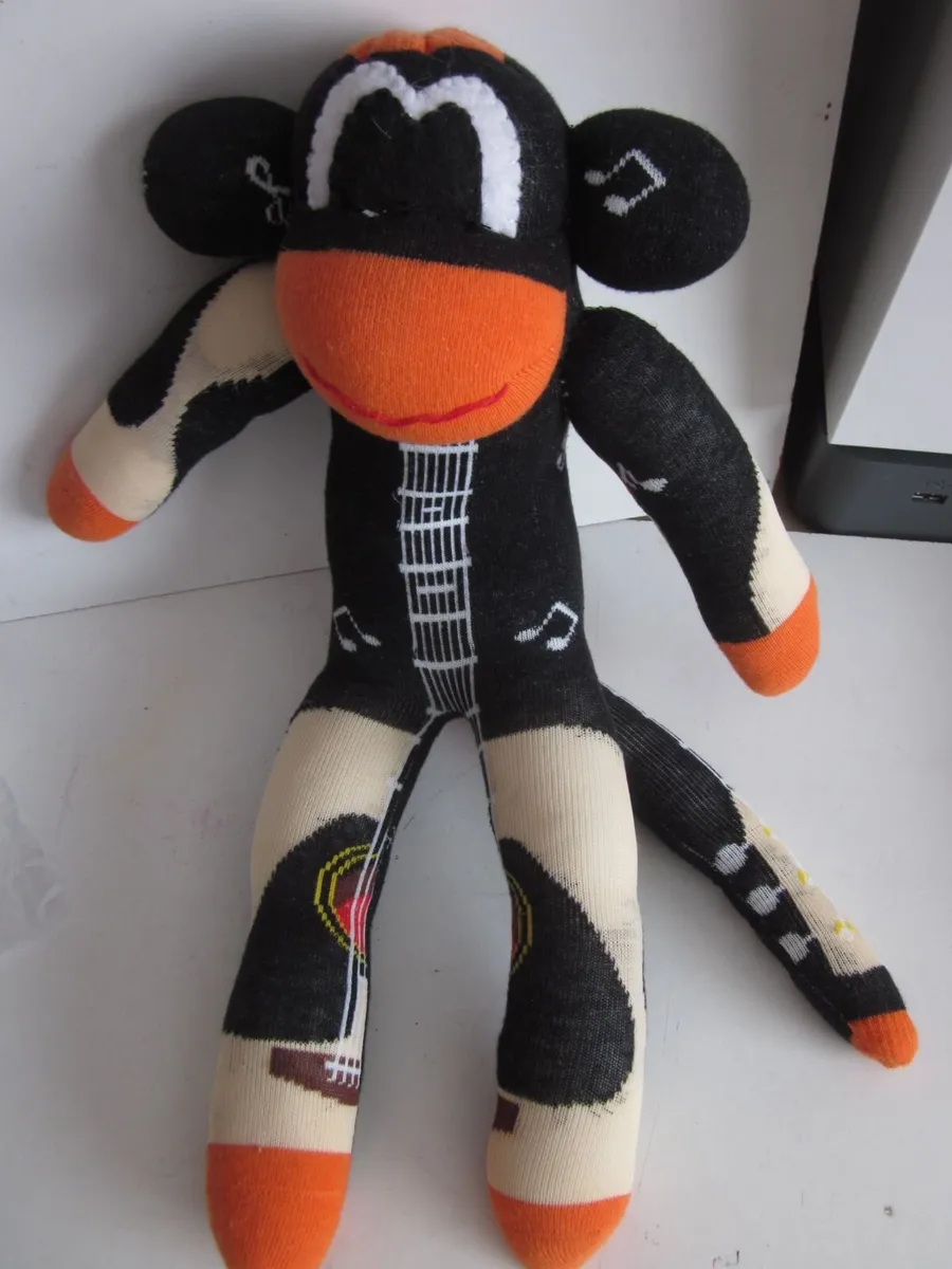Guitar Sock Monkey Handmade Plush Toy - Image 4