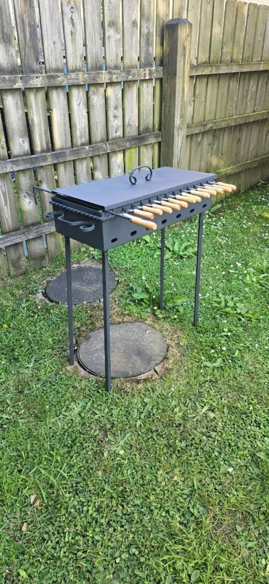 BBQ grill, metal 4 mm, 13 skewers, poker, and lid. - Image 4