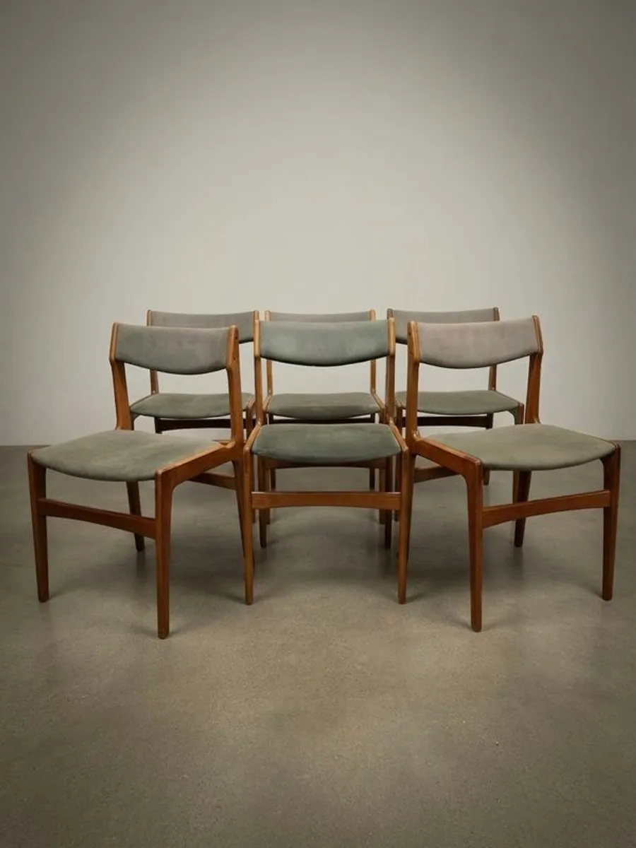 Set of 6 Mid-Century Danish Teak Dining Chairs attributed to Erik Buch - Image 1