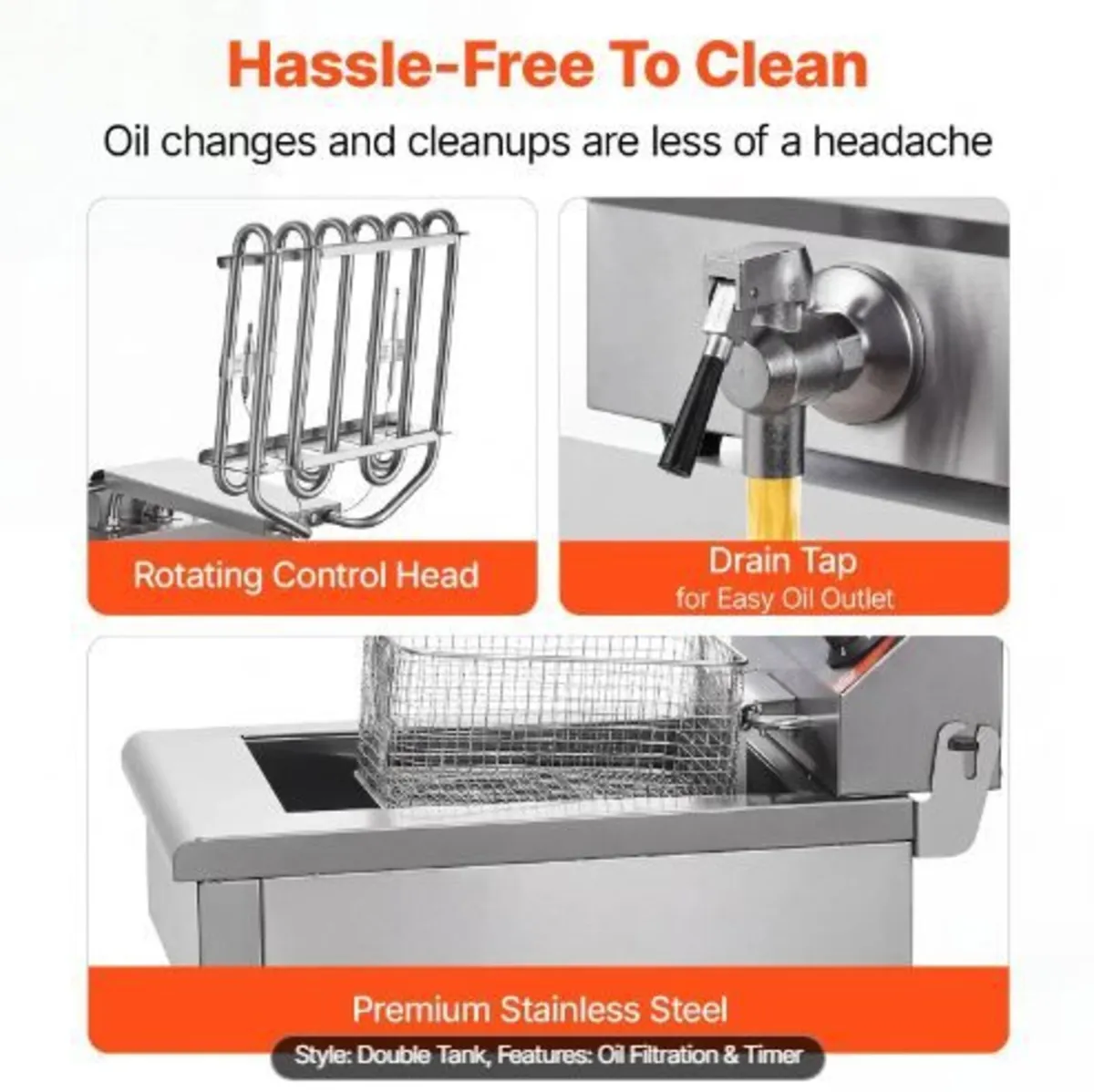 Commercial Deep Fryer, Dual Tank 3000W - Image 2