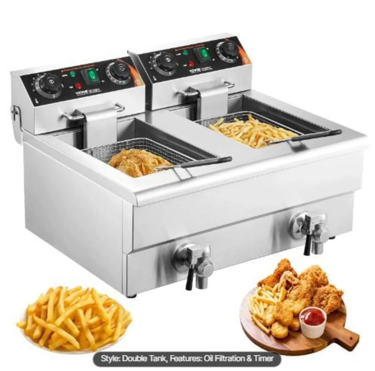 Commercial Deep Fryer, Dual Tank 3000W - Image 3