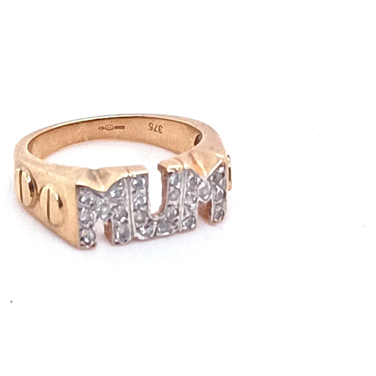 9k Yellow Gold CZ MUM Ring - Image 3