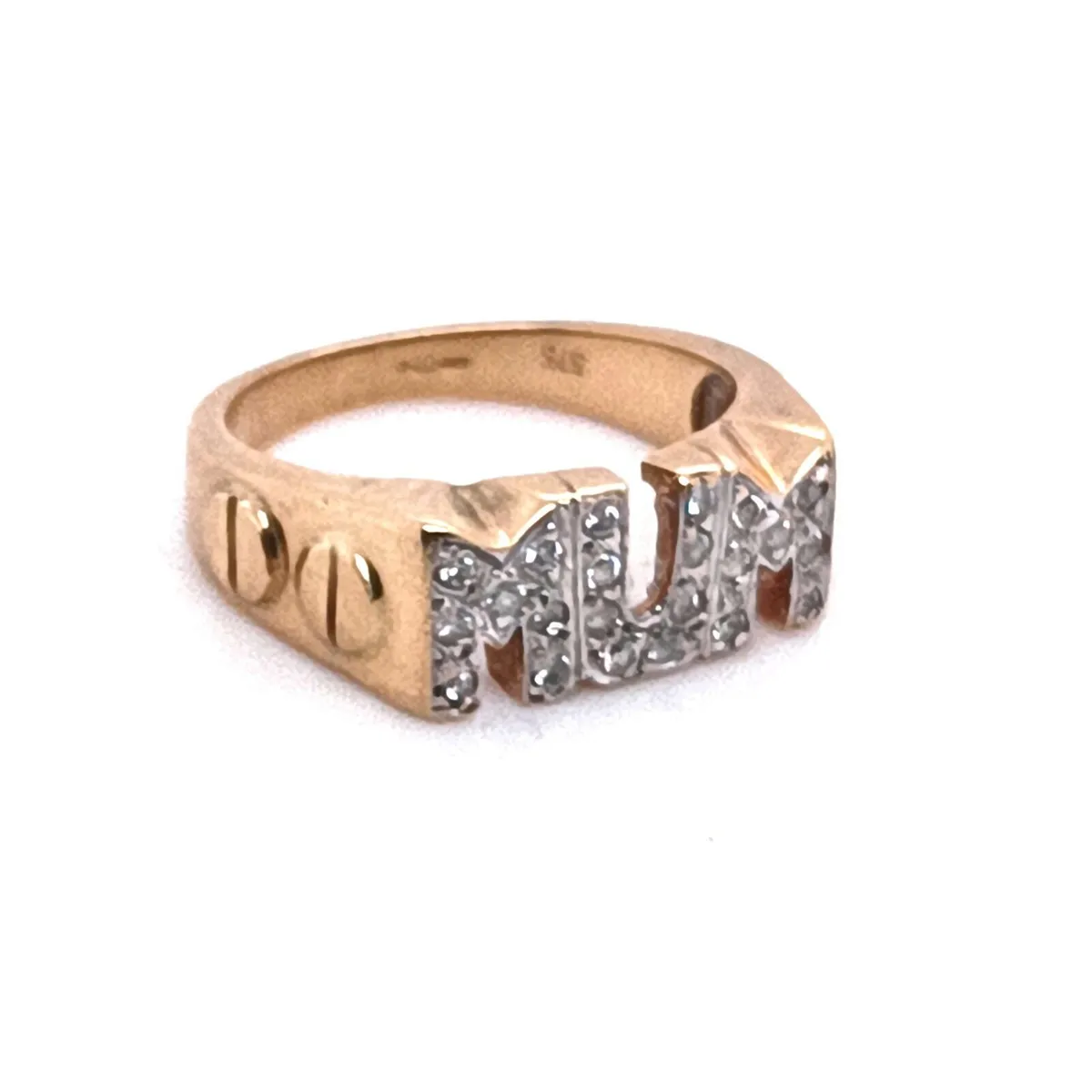 9k Yellow Gold CZ MUM Ring - Image 4