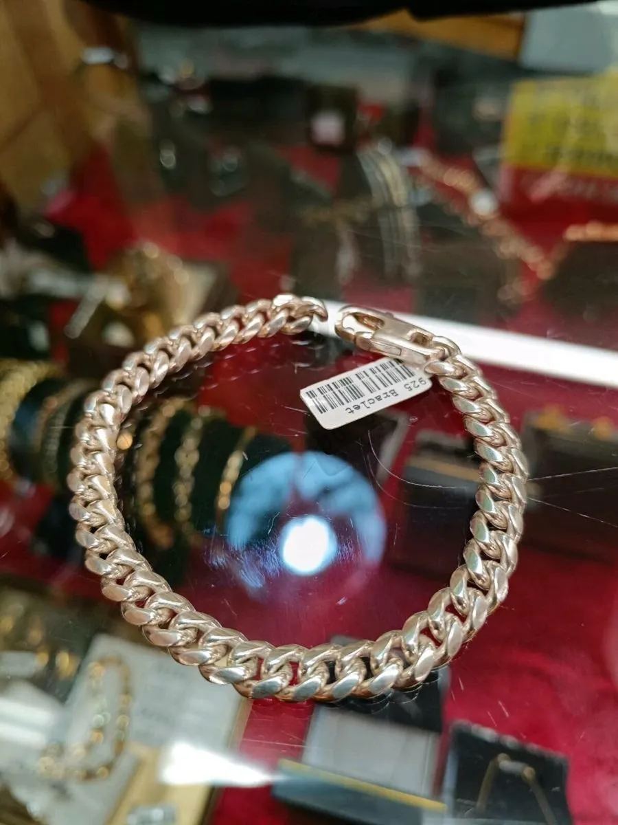 Sterling Silver Cuban Type Bracelet - Image 2