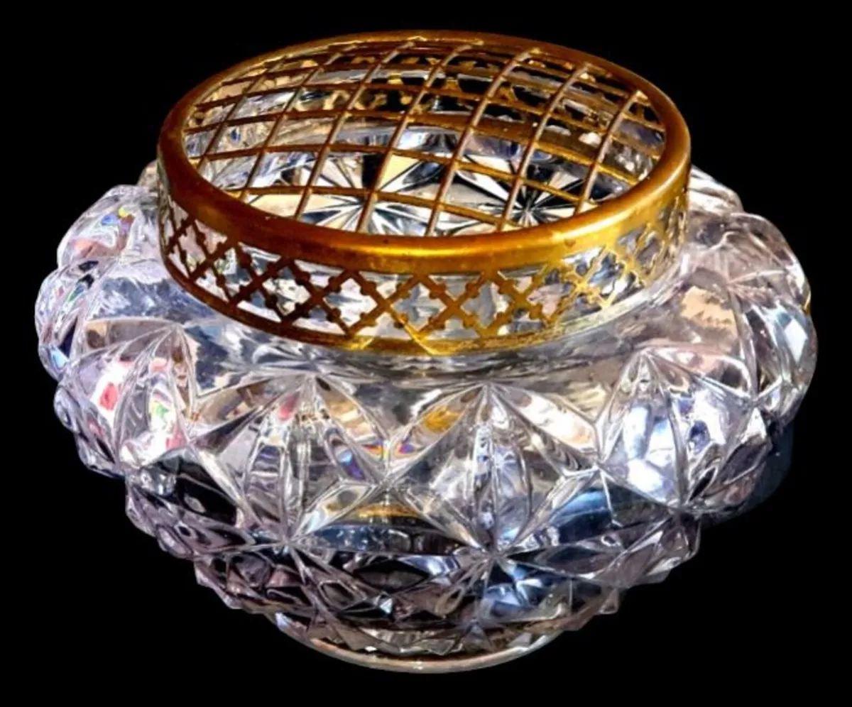 Vintage Harrods Heavy Cut Crystal Rose Bowl - Image 1