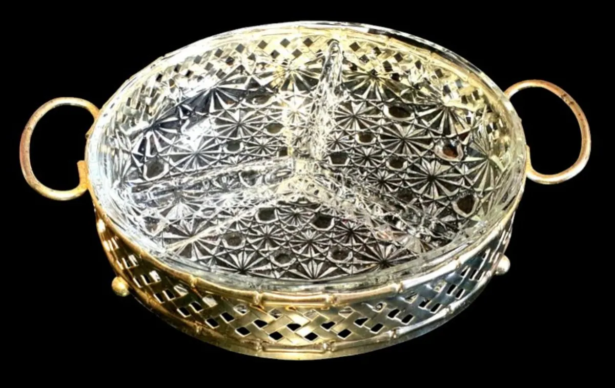 Vintage Phoenicia Crystal Relish Dish & Stand - Image 4